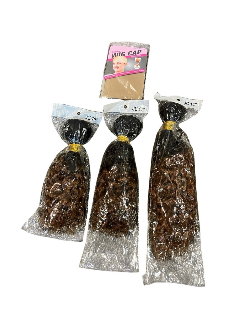 3-Piece Synthetic Deep Wave Hair Bundle Set – Color 1B/30 Ombre – 10”, 12”, 14”